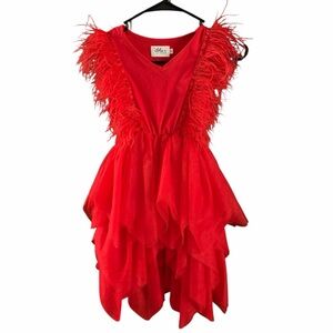 Lola + The Boys | Gigi Dress in Red Feather Tulle